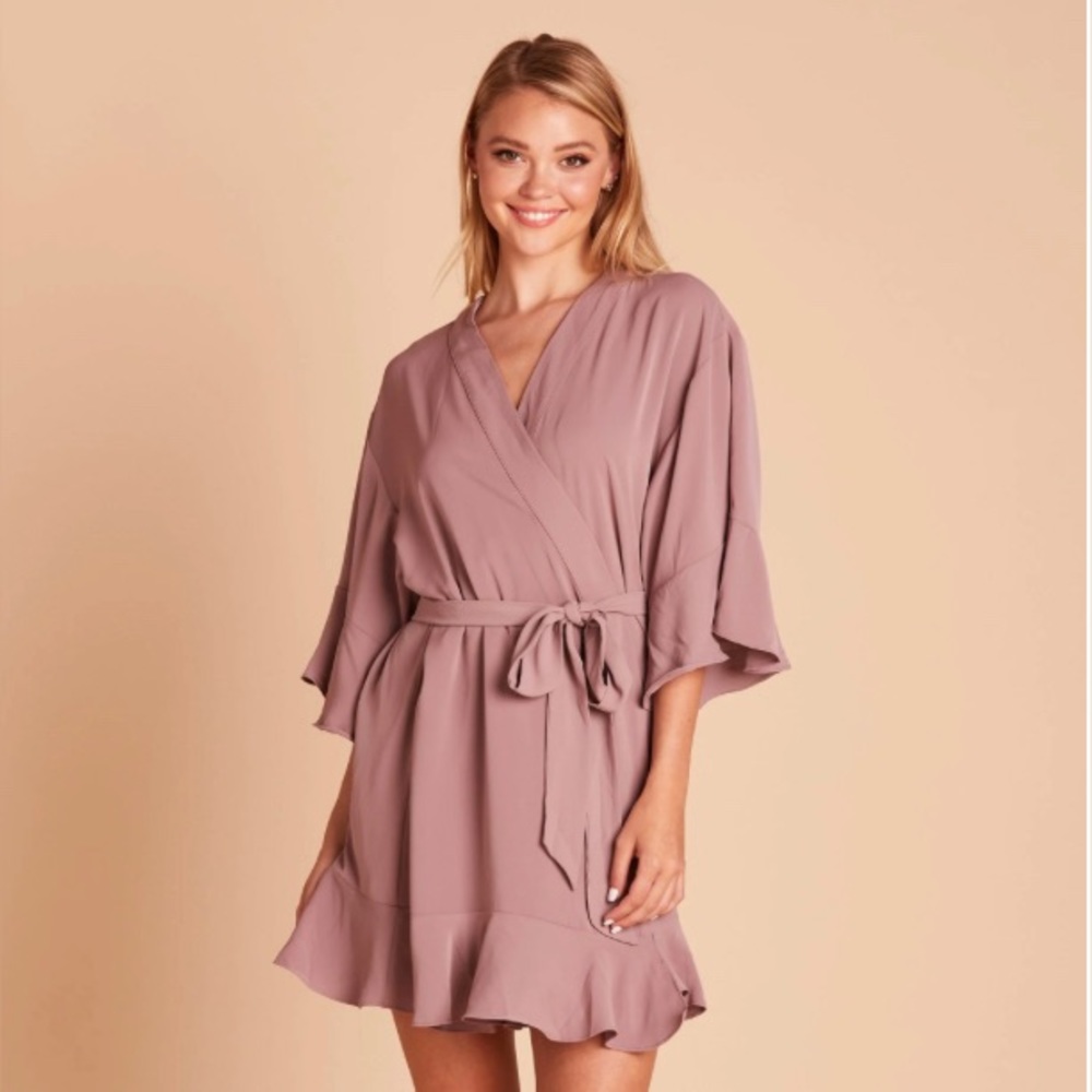 Birdy Grey Ruffle Robe in Dark Mauve - size M